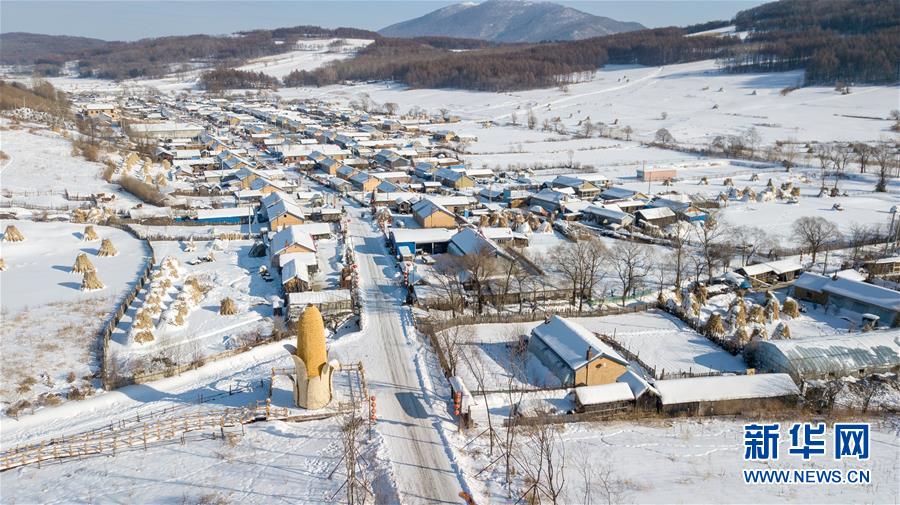 1月21日拍摄的位于吉林省舒兰市上营镇马鞍岭村二合屯的"吉林二合雪乡