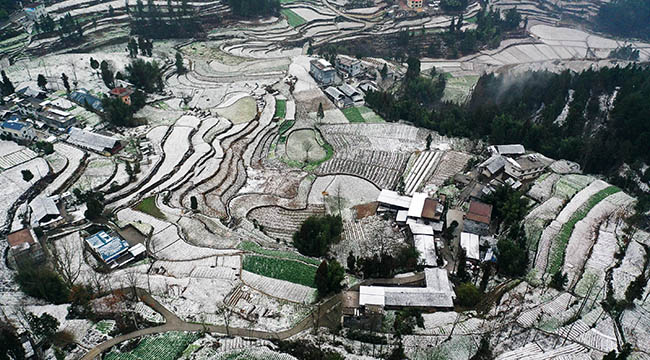 重庆黔江：春雪润田园 山村美如画